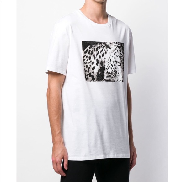 Roberto Cavalli Leopard T-Shirt Men Clothing White